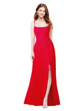 RightBrides Louis Red Sheath Square Spaghetti Straps Sleeveless Long Bridesmaid Dress