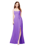 RightBrides Louis Tahiti Sheath Square Spaghetti Straps Sleeveless Long Bridesmaid Dress