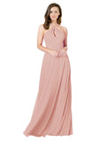 Bliss A-Line Halter Sleeveless Long Bridesmaid Dress Chandler