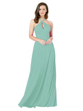 Jade A-Line Halter Sleeveless Long Bridesmaid Dress Chandler