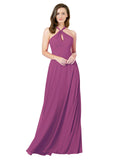 Wild Berry A-Line Halter Sleeveless Long Bridesmaid Dress Chandler