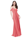 RightBrides Ursula Desert Rose A-Line Sweetheart V-Neck Sleeveless Long Bridesmaid Dress