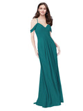 RightBrides Ursula Hunter A-Line Sweetheart V-Neck Sleeveless Long Bridesmaid Dress