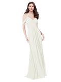 RightBrides Ursula Ivory A-Line Sweetheart V-Neck Sleeveless Long Bridesmaid Dress