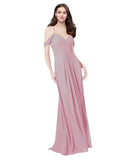 RightBrides Ursula Primrose A-Line Sweetheart V-Neck Sleeveless Long Bridesmaid Dress