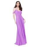 RightBrides Ursula Violet A-Line Sweetheart V-Neck Sleeveless Long Bridesmaid Dress