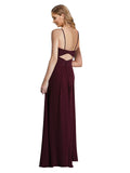 Burgundy Gold A-Line Spaghetti Straps Sleeveless Long Bridesmaid Dress Luann