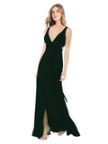 Ever Green A-Line V-Neck Sleeveless Long Bridesmaid Dress Petra