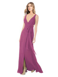 Wild Berry A-Line V-Neck Sleeveless Long Bridesmaid Dress Petra