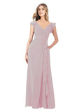 Primrose A-Line V-Neck Cap Sleeves Long Bridesmaid Dress Taryn