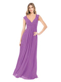 Dahlia A-Line V-Neck Cap Sleeves Long Bridesmaid Dress Layne