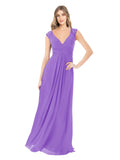 Tahiti A-Line V-Neck Cap Sleeves Long Bridesmaid Dress Layne