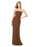 Brown Sheath Strapless Sleeveless Long Bridesmaid Dress Rae