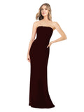 Burgundy Gold Sheath Strapless Sleeveless Long Bridesmaid Dress Rae