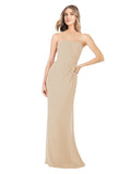 Champagne Sheath Strapless Sleeveless Long Bridesmaid Dress Rae