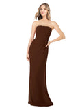 Chocolate Sheath Strapless Sleeveless Long Bridesmaid Dress Rae