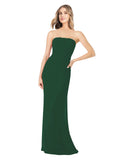 Dark Green Sheath Strapless Sleeveless Long Bridesmaid Dress Rae