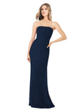 Dark Navy Sheath Strapless Sleeveless Long Bridesmaid Dress Rae