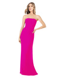 Fuchsia Sheath Strapless Sleeveless Long Bridesmaid Dress Rae