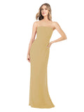 Gold Sheath Strapless Sleeveless Long Bridesmaid Dress Rae