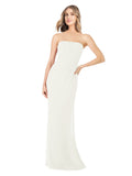 Ivory Sheath Strapless Sleeveless Long Bridesmaid Dress Rae