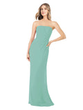 Jade Sheath Strapless Sleeveless Long Bridesmaid Dress Rae