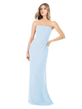 Light Sky Blue Sheath Strapless Sleeveless Long Bridesmaid Dress Rae