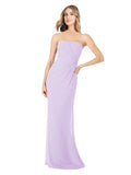 Lilac Sheath Strapless Sleeveless Long Bridesmaid Dress Rae