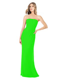 Lime Green Sheath Strapless Sleeveless Long Bridesmaid Dress Rae