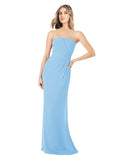 Periwinkle Sheath Strapless Sleeveless Long Bridesmaid Dress Rae