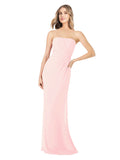 Pink Sheath Strapless Sleeveless Long Bridesmaid Dress Rae