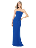 Royal Blue Sheath Strapless Sleeveless Long Bridesmaid Dress Rae