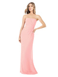 Salmon Sheath Strapless Sleeveless Long Bridesmaid Dress Rae