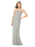 Silver Sheath Strapless Sleeveless Long Bridesmaid Dress Rae