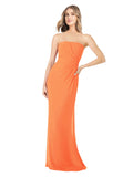 Tangerine Tango Sheath Strapless Sleeveless Long Bridesmaid Dress Rae