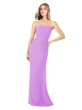 Violet Sheath Strapless Sleeveless Long Bridesmaid Dress Rae