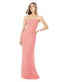 Watermelon Sheath Strapless Sleeveless Long Bridesmaid Dress Rae