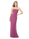 Wild Berry Sheath Strapless Sleeveless Long Bridesmaid Dress Rae