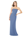 Windsor Blue Sheath Strapless Sleeveless Long Bridesmaid Dress Rae