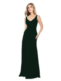 Ever Green A-Line V-Neck Sleeveless Long Bridesmaid Dress Dina