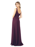 Grape A-Line V-Neck Sleeveless Long Bridesmaid Dress Dina