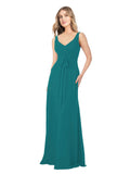 Hunter A-Line V-Neck Sleeveless Long Bridesmaid Dress Dina