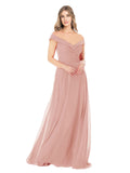 Bliss A-Line Off the Shoulder Sleeveless Long Bridesmaid Dress Alva