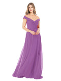 Dahlia A-Line Off the Shoulder Sleeveless Long Bridesmaid Dress Alva