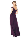 Grape A-Line Off the Shoulder Sleeveless Long Bridesmaid Dress Alva