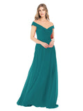 Hunter A-Line Off the Shoulder Sleeveless Long Bridesmaid Dress Alva