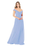 Lavender A-Line Off the Shoulder Sleeveless Long Bridesmaid Dress Alva