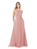 Bliss A-Line High Neck Sleeveless Long Bridesmaid Dress Cassiopeia