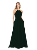 Ever Green A-Line High Neck Sleeveless Long Bridesmaid Dress Cassiopeia