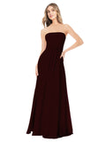 Burgundy Gold A-Line Strapless Sleeveless Long Bridesmaid Dress Ciel